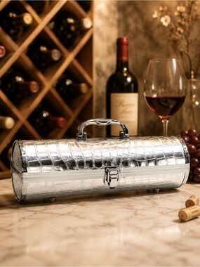 Gala Silver Crocodile-Embossed Wine Purse